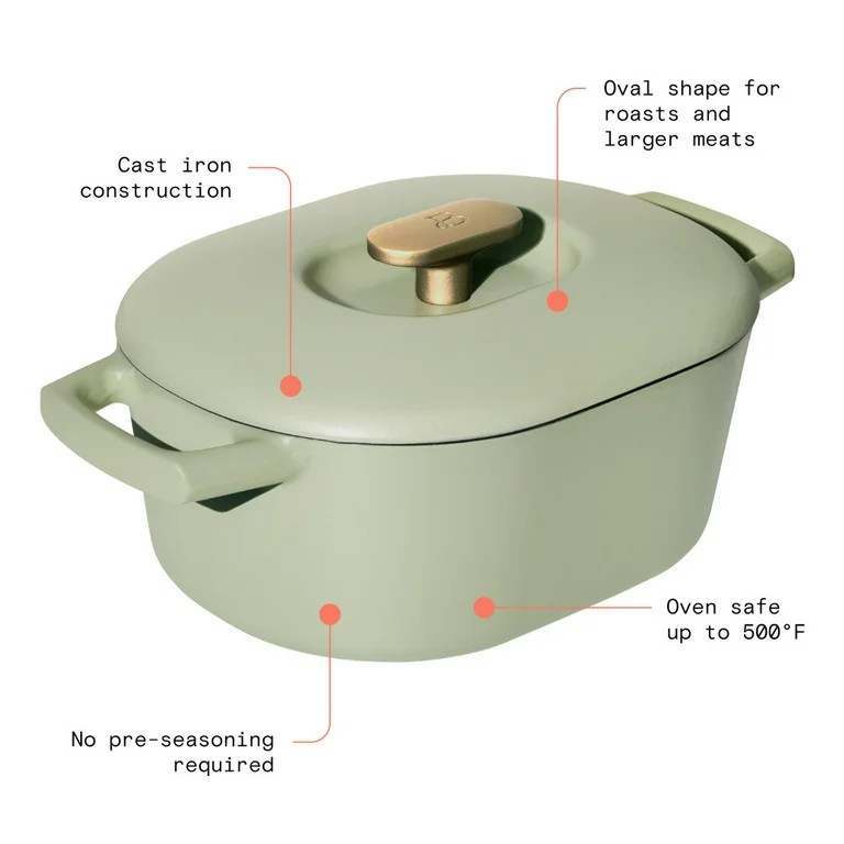 Beautiful 6 Quart Enamel Dutch Oven, Sage Green by Drew Barrymore | Walmart (US)
