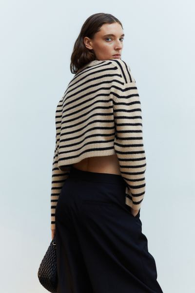 Short Sweater - Black/striped - Ladies | H&M US | H&M (US + CA)