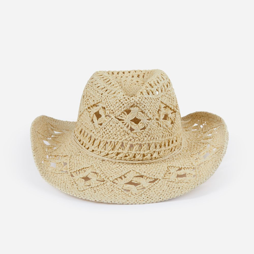 Western Cowboy Hat In Beige Straw | EGO (UK)