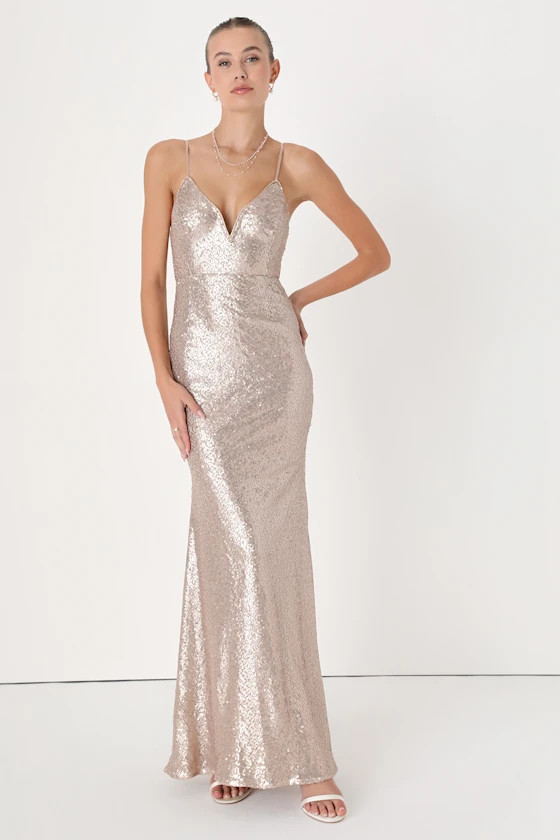 Spectacular Moment Rose Gold Mermaid Maxi Dress | Lulus (US)
