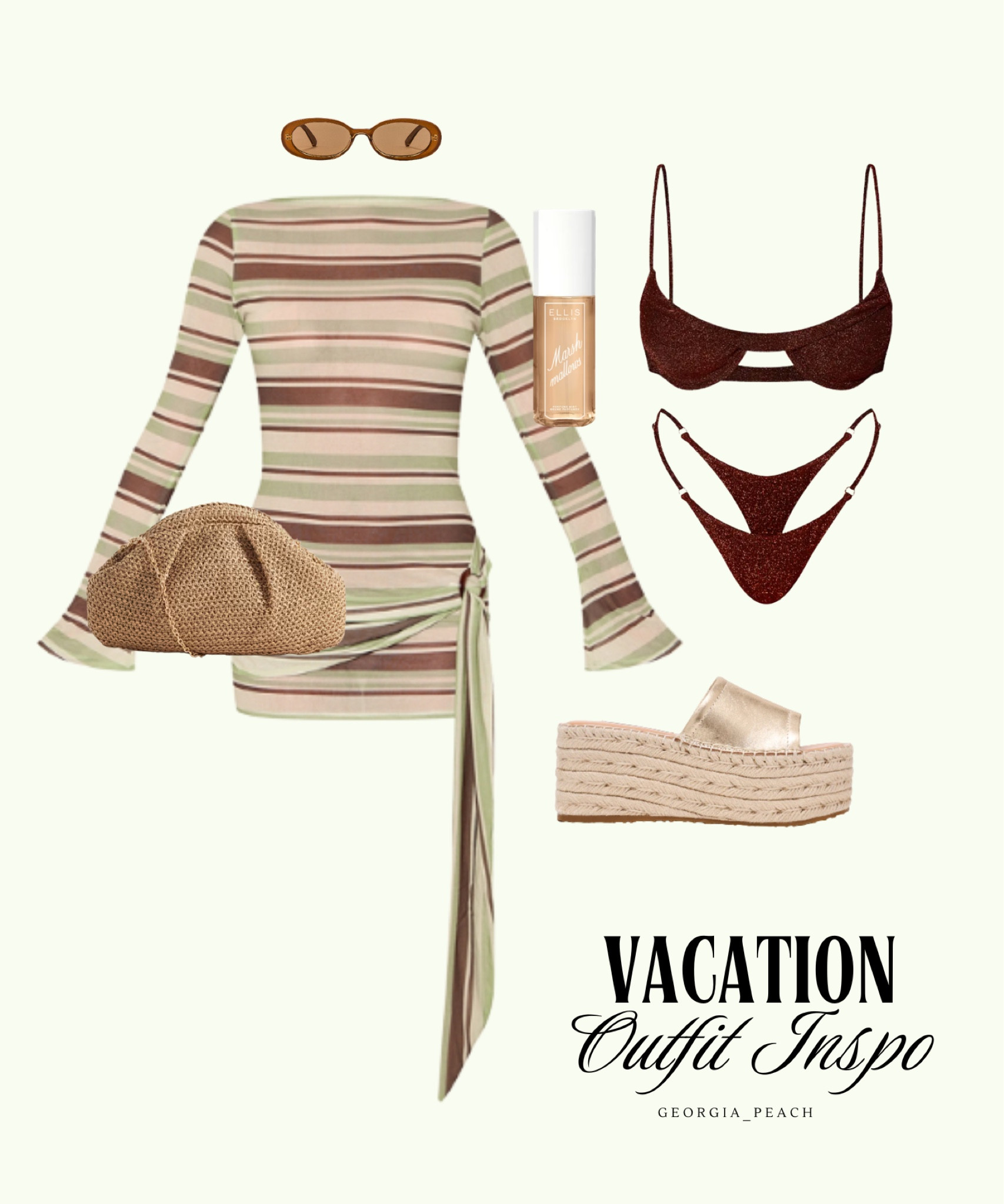 Looking for the perfect poolside outfit? This style Inspo is the perfect effortlessly chic vacation outfit. Striped coverup with a brown bikini and platform espadrille sandals. Wear to the beach club, hotel pool or lounging around the resort #vactionstyle #vacationoutfit #styleinspo #summerstyle #beachcluboutfit #outfitinspo

#LTKSwim #LTKootd #LTKSeasonal