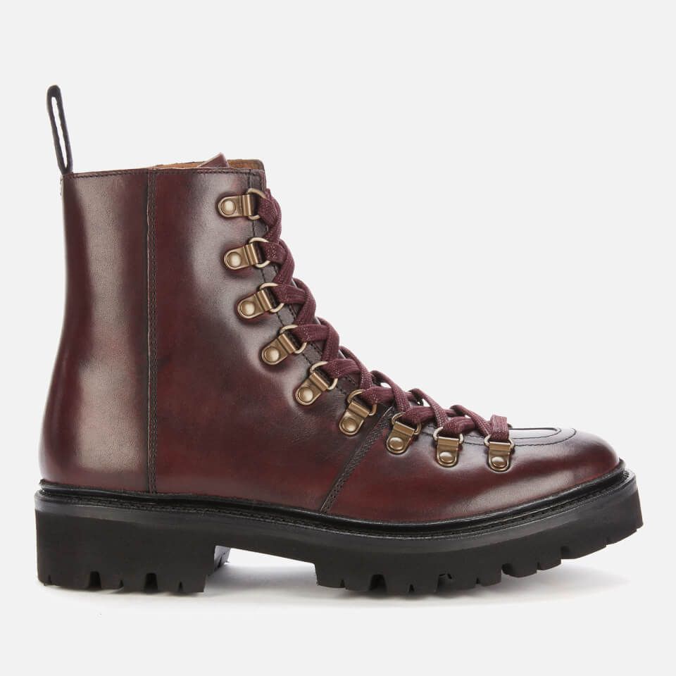 Grenson Women's Exclusive to Coggles Nanette Leather Hiking Style Boots - Burgundy | Coggles (Global)
