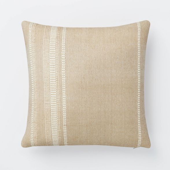 Woven Cotton Wool Striped Square Pillow Brown/Cream - Threshold™ designed with Studio McGee | Target