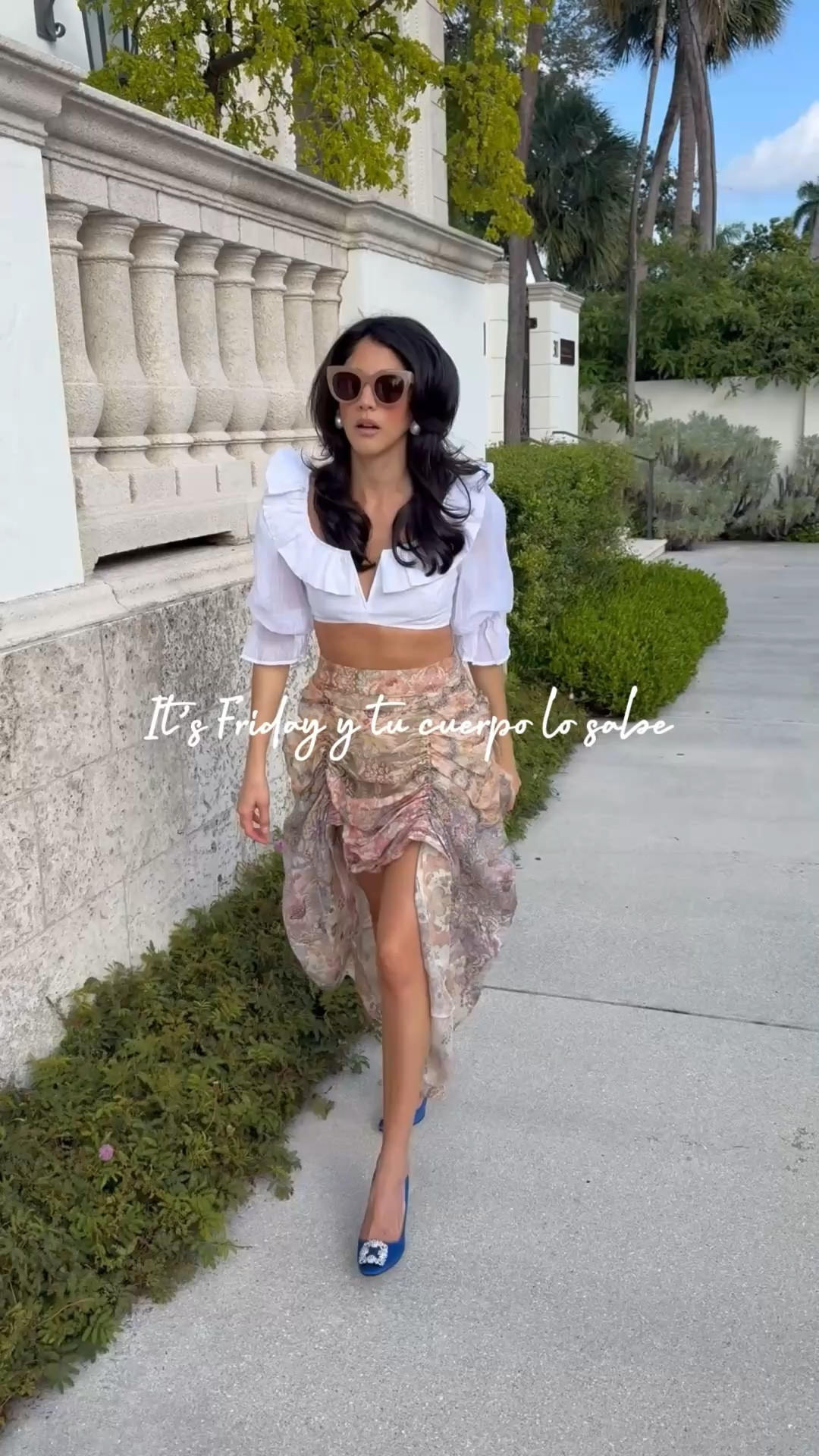 Crop top with sleeves, asymmetrical midi skirt, manolo heels, tell me a better combo?

#LTKootd #LTKTravel #LTKOver40