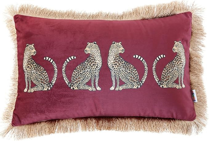 Lumbar Decorative Throw Pillow Cover with Tassels Leopard Pattern Cushion Cover Luxury Style Soft... | Amazon (US)