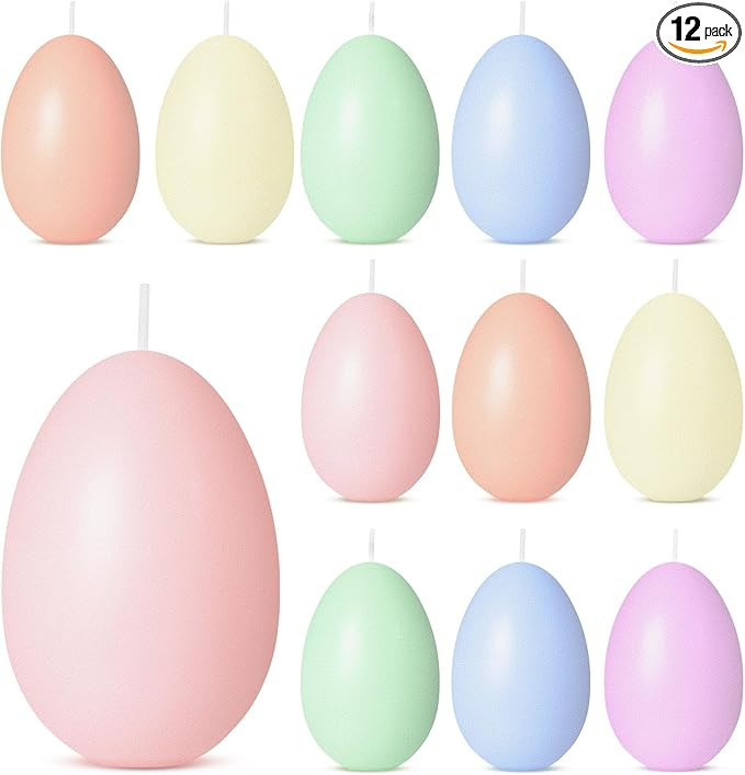12 Pcs Easter Egg Votive Candles 1.8'' x 2.4'' Colored Unscented Egg Shaped Candles Smokeless Tea... | Amazon (US)
