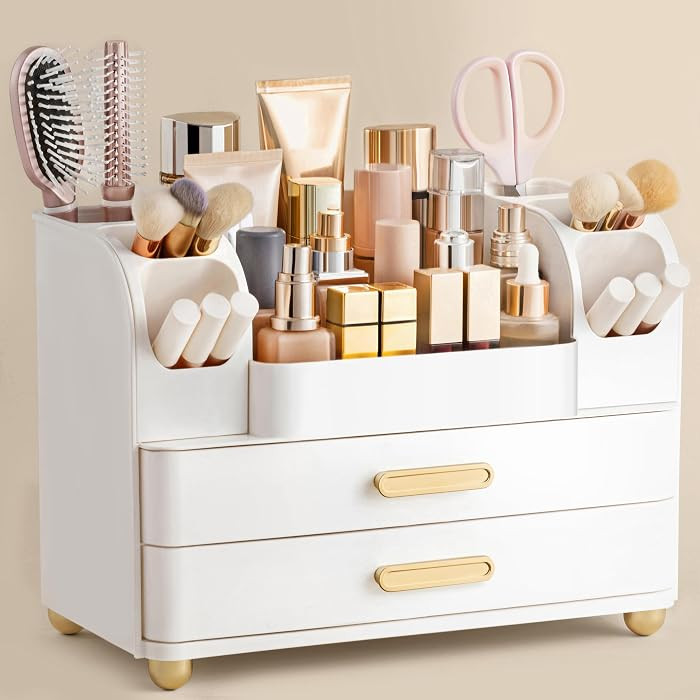 HBlife Makeup Organizer for Vanity with Brush Holder, Large Bathroom Countertop Cosmetic Organize... | Amazon (US)