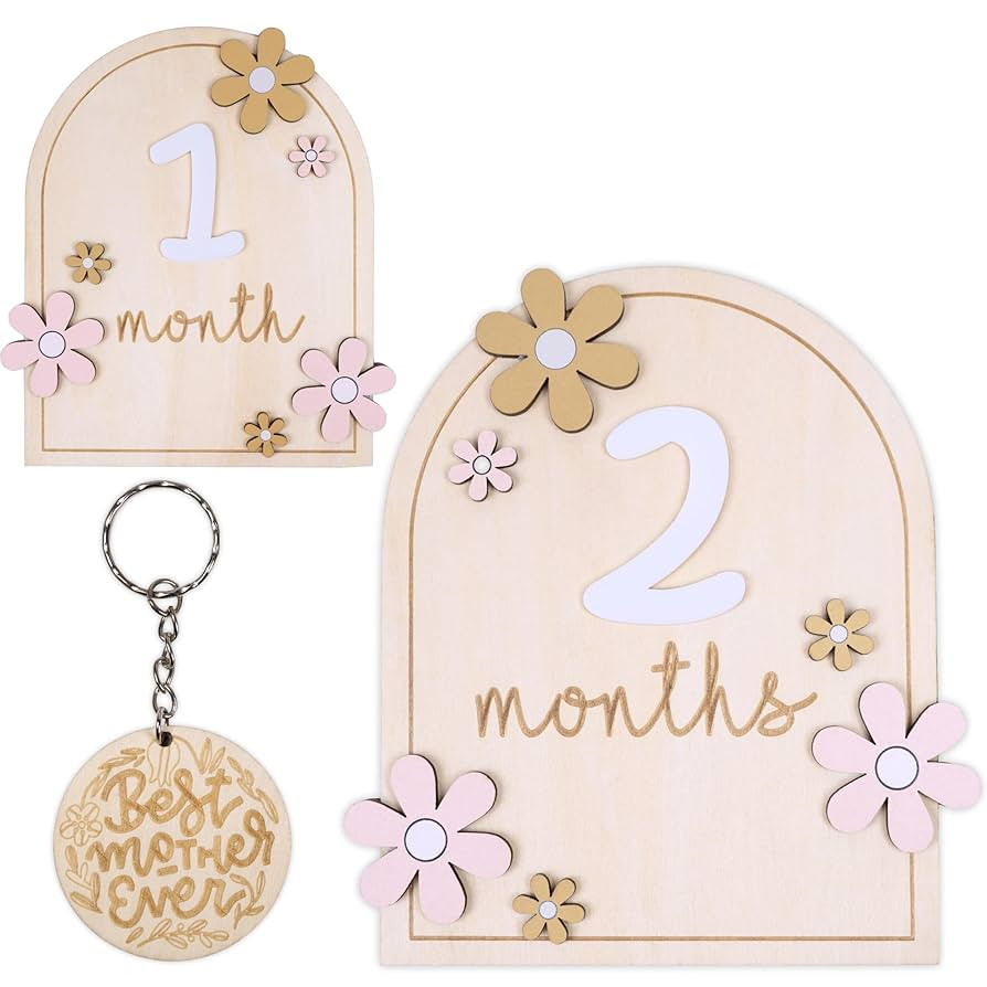 Monthly Baby Milestone Signs - Baby Monthly Milestone Wooden Circles for 1-12 Month Photos & Gend... | Amazon (US)