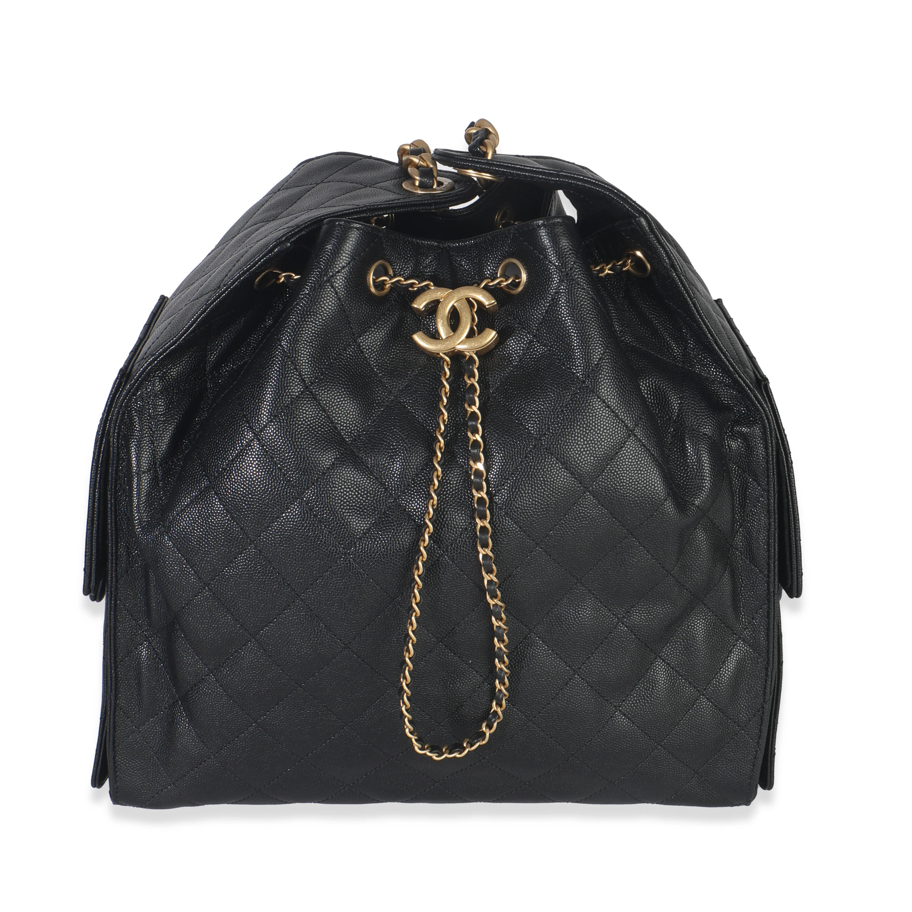 Black Quilted Caviar Medium Chanel 25 Hobo Handbag | myGemma