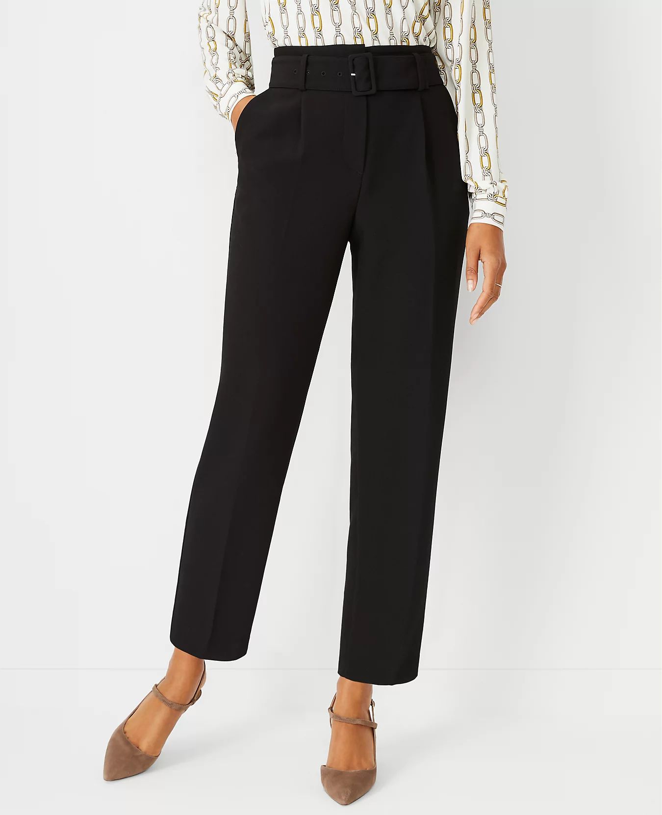 The Belted High Waist Taper Pant | Ann Taylor (US)