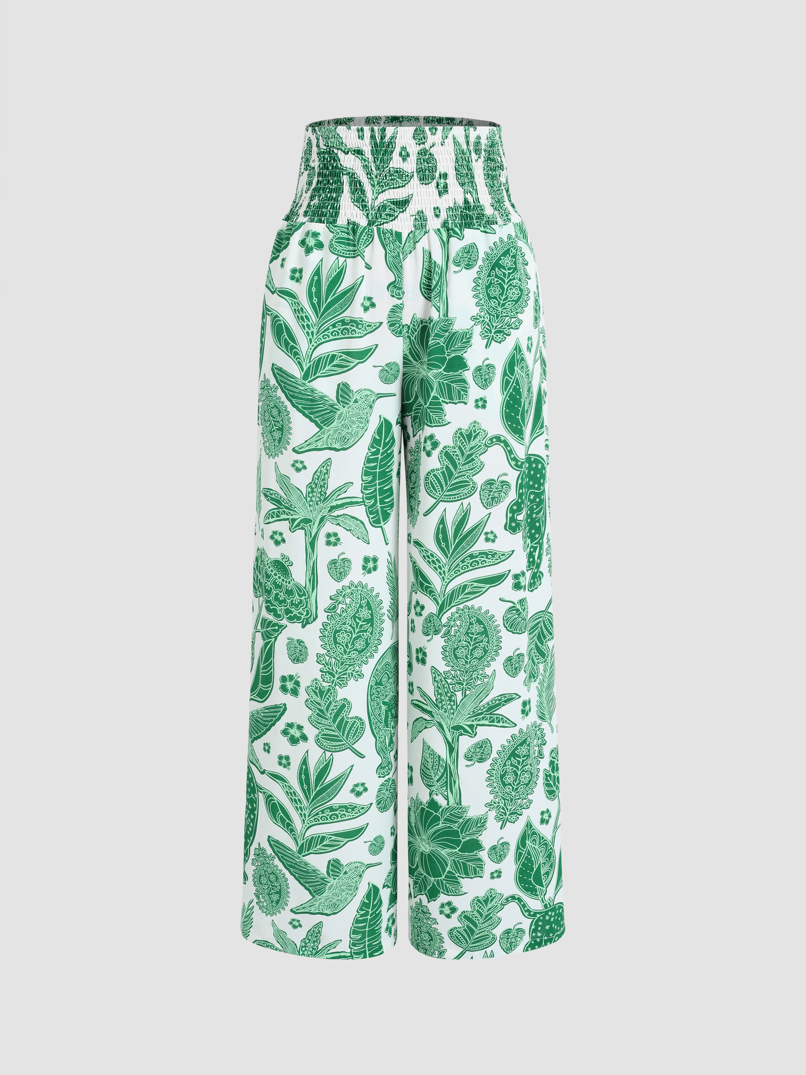 Boho Tropical & Animal Straight Leg Trousers - Cider | Cider