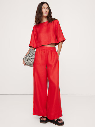 Linen Boat-Neck Cropped Top | Banana Republic (US)