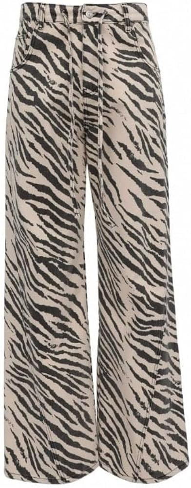 Y2K Striped Zebra Print Wide Leg Baggy High Waisted Jeans | Amazon (US)