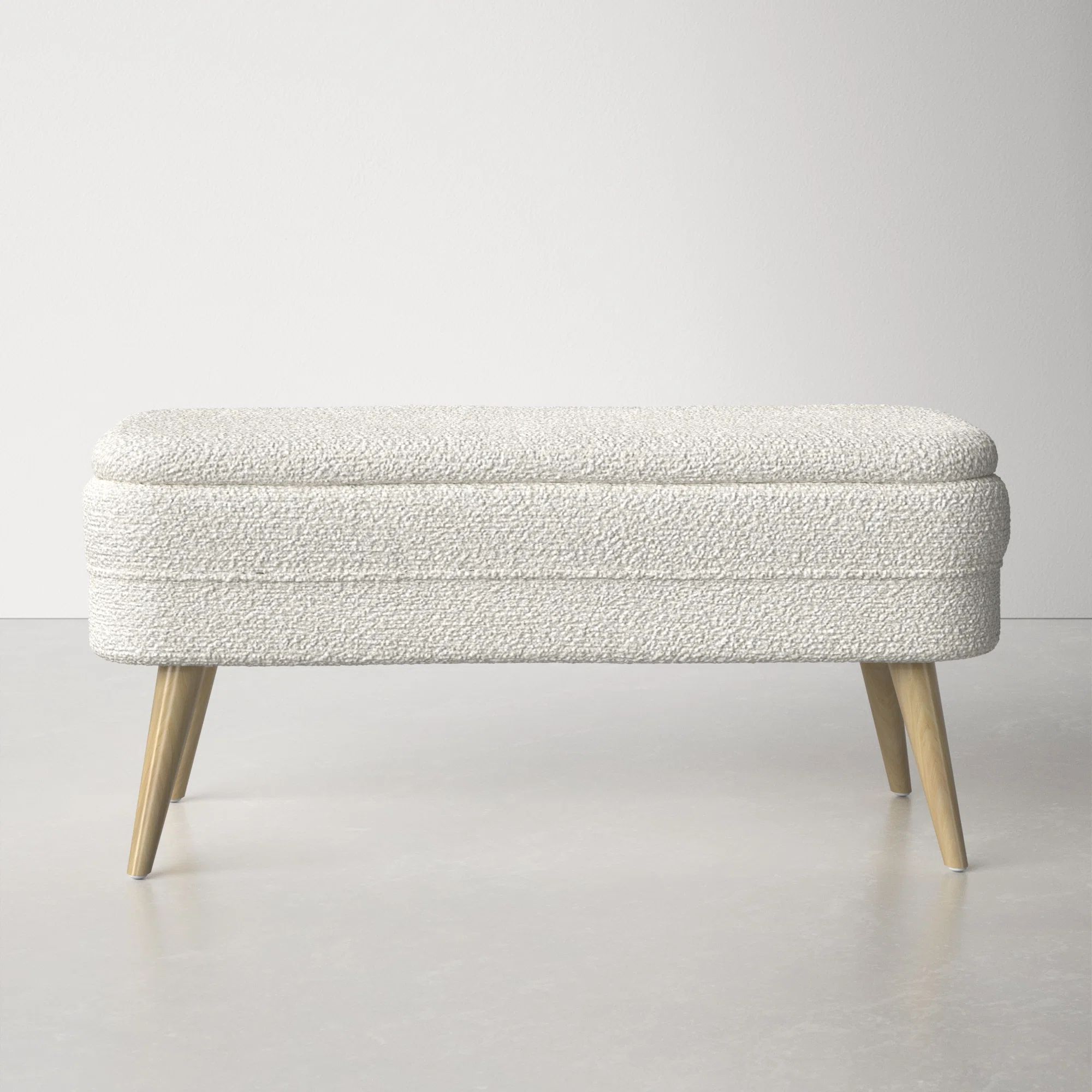Atchison Wood Upholstered Storage Bench with Wood Legs 40" x 16" x 19" | Wayfair North America