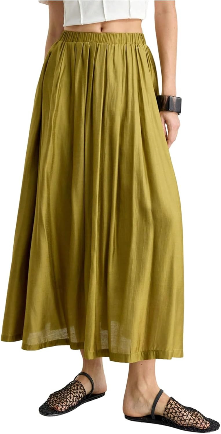 Verdusa Women's Pleated Skirt Elegant Flowy A Line Maxi Long Skirt | Amazon (US)
