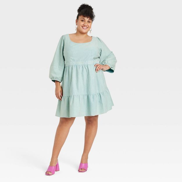 Women's Plus Size Balloon 3/4 Sleeve A-Line Dress - Ava & Viv™ | Target