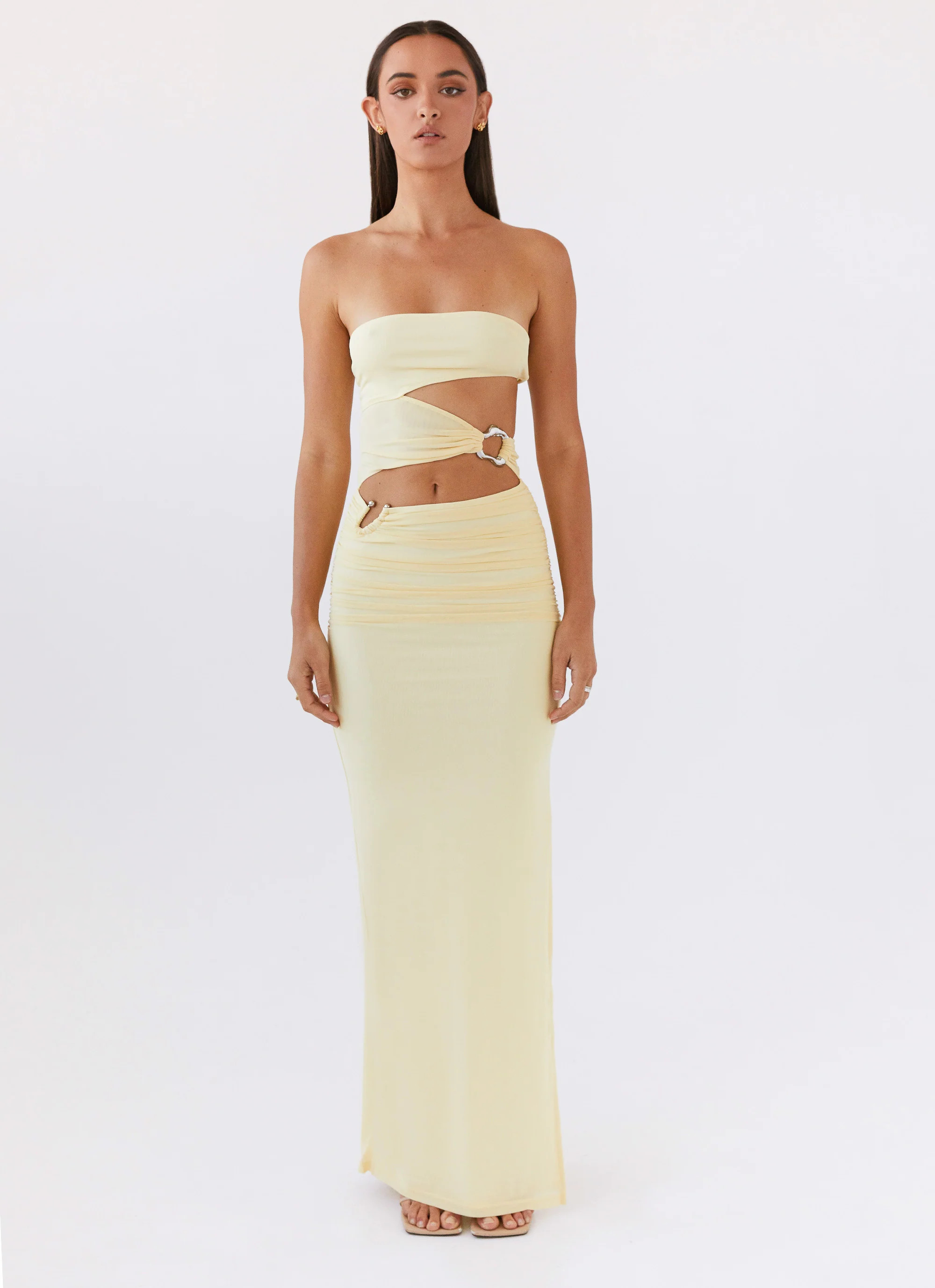 Into Pieces Mesh Maxi Dress - Lemon | Peppermayo (Global)