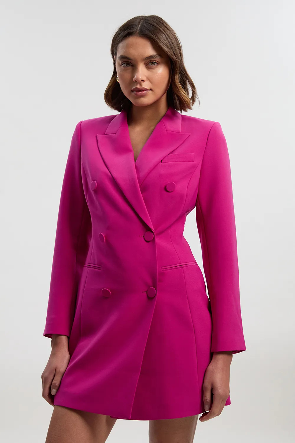 Polished Tailored Double Breasted Blazer Mini Dress | Karen Millen