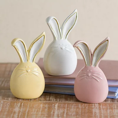 Colorful Ceramic Bunny Figurines, Set of 3, multicolor, 2.7L x 1.6W 5.3H | Kirkland's Home | Kirklands