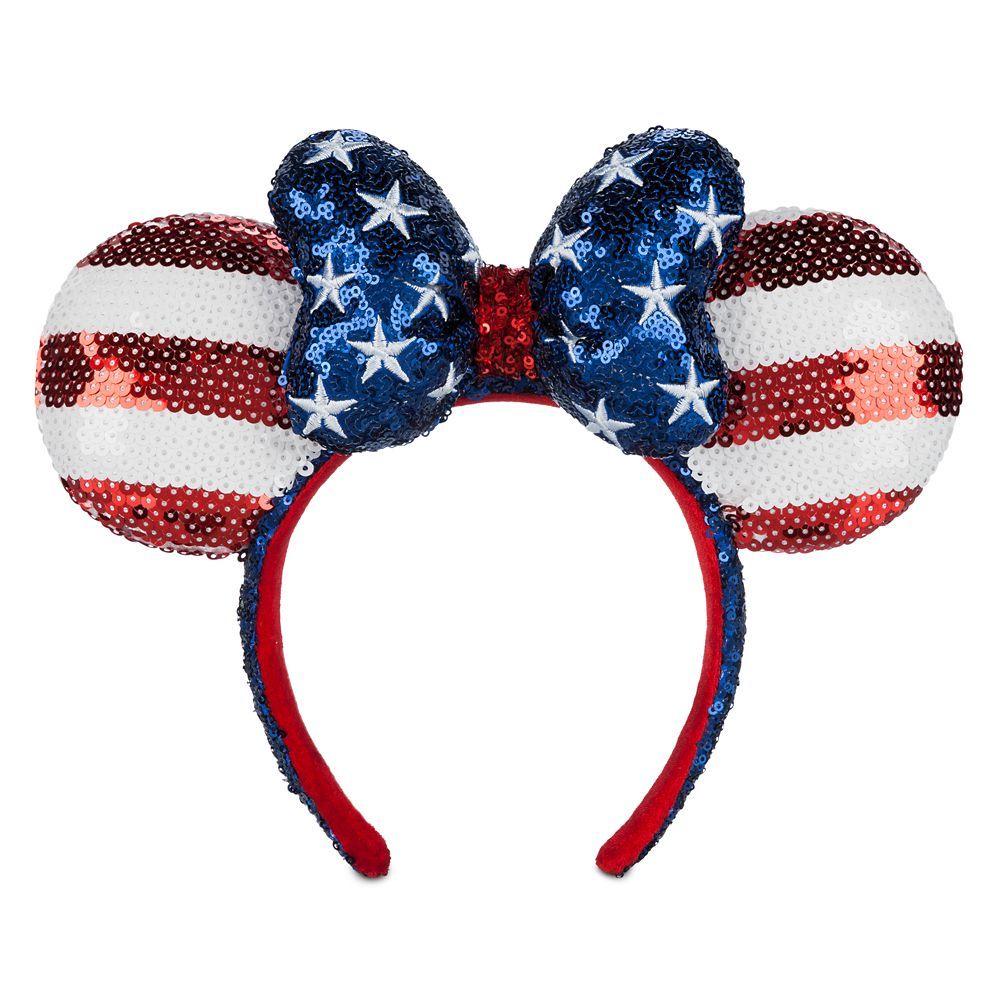 Minnie Mouse Americana Sequined Ear Headband with Bow for Adults | Disney Store