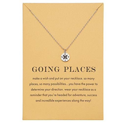 Zealmer Dainty 18K Gold Plated Compass World Map Pendant Necklace Graduation Gift for Friends | Amazon (US)