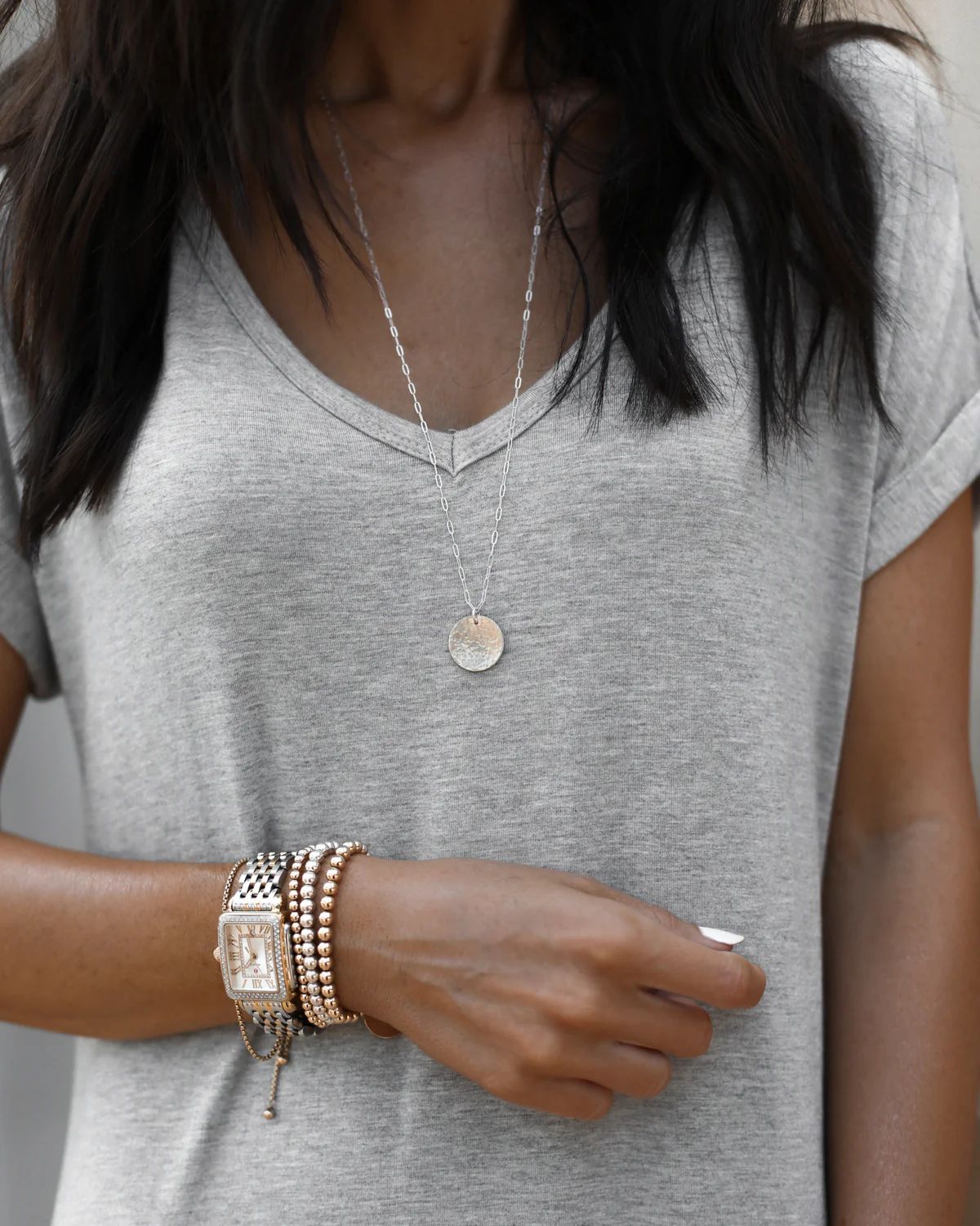 THE HAMMERED COIN NECKLACE - SILVER | Stylin by Aylin