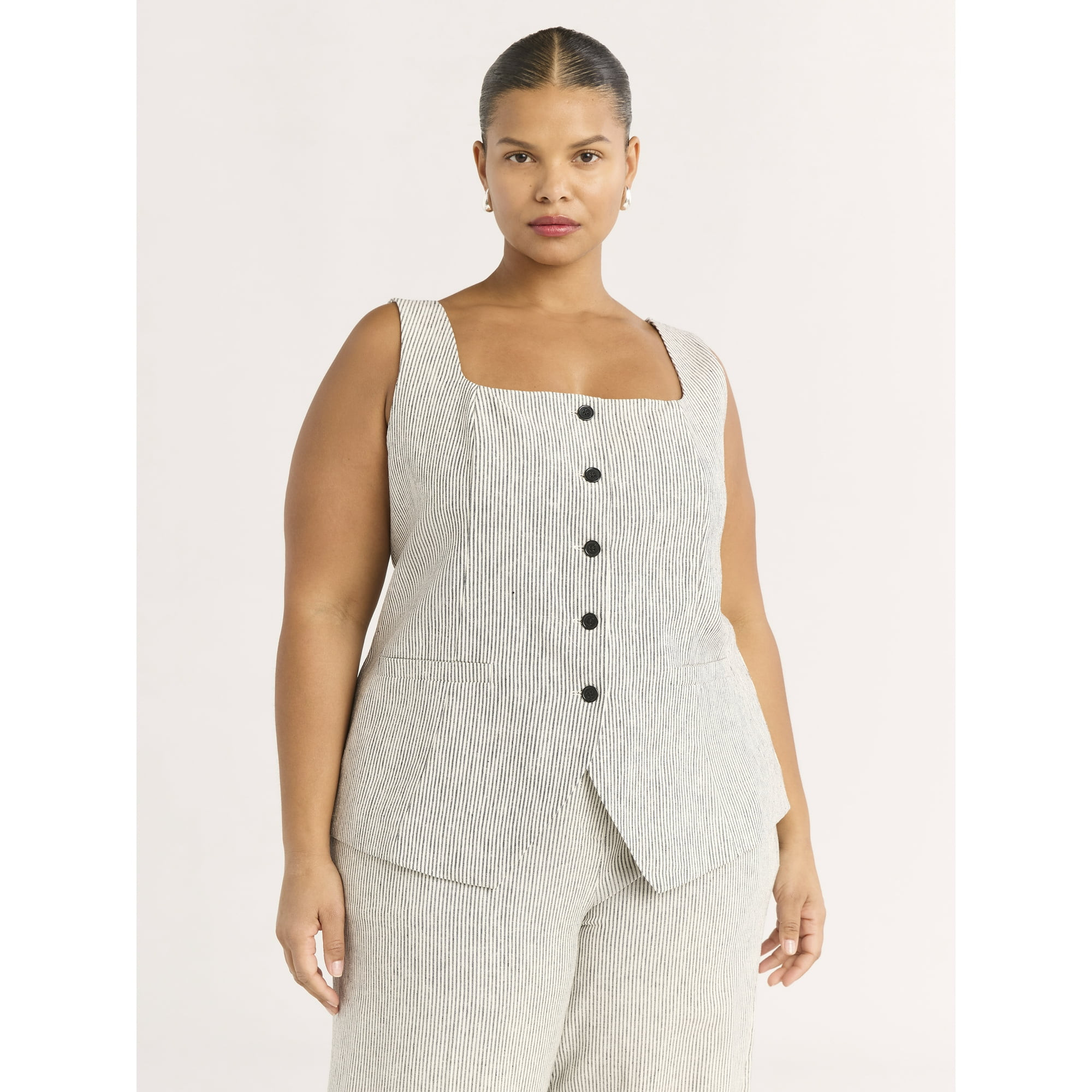 Scoop Women's and Women's Plus Linen Blend Longline Vest, Sizes XS-4X | Walmart (US)