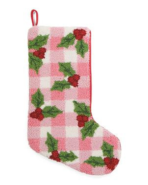 12x20 Cottage Charm Holly Hooked Stocking | TJ Maxx