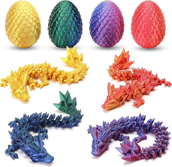 4PCS 3D Printed Dragon Eggs with Dragon Inside, Easter Basket Stuffers for Teens, Easter Gifts fo... | Amazon (US)