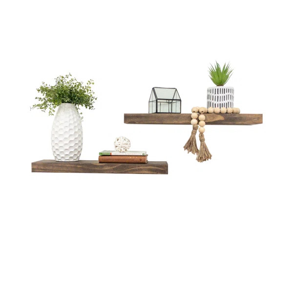 Grant 2 Piece Rectangle Pine Solid Wood Floating Shelf (Set of 2) | Wayfair North America