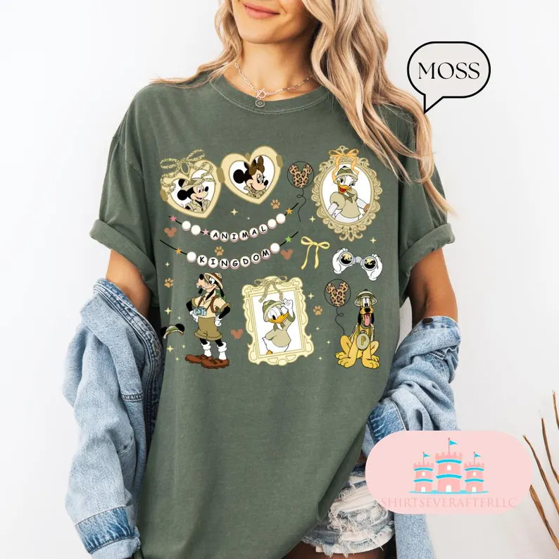 Comfort Color® Mickey and Friends Leopard Coquette Bow Heart Locket Comfort Color Blast T-shirt,... | Etsy (US)