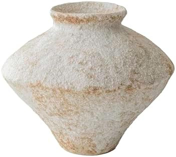 Handmade Rustic White Ceramic Vase Decorative Flower Vase, Textured Pottery Vase for Centerpieces... | Amazon (US)