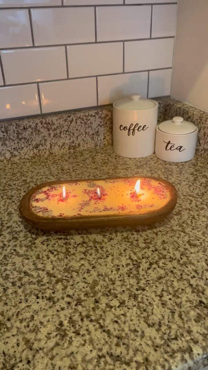 Kitchen decor featuring my favorite wooden dough bowl candle from @abandonedcakes. Clean and fresh, it's a hand poured soy candle that is nontoxic and smells so good. Fits in perfectly with my kitchen design. #abandonedcakes #ad

#LTKhome #LTKfindsunder100 #LTKstyletip