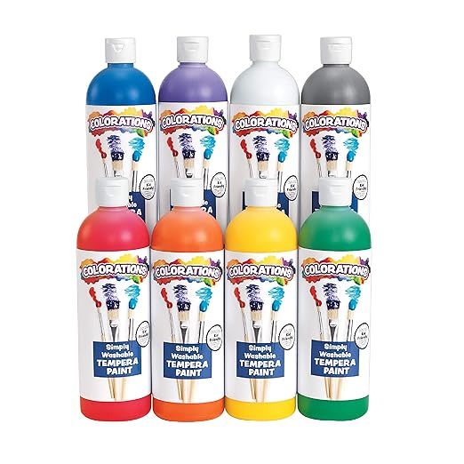 Colorations Simply Washable Tempera Paint, Rainbow Plus 8 Pack, Matte Finish, Classroom Supplies,... | Amazon (US)