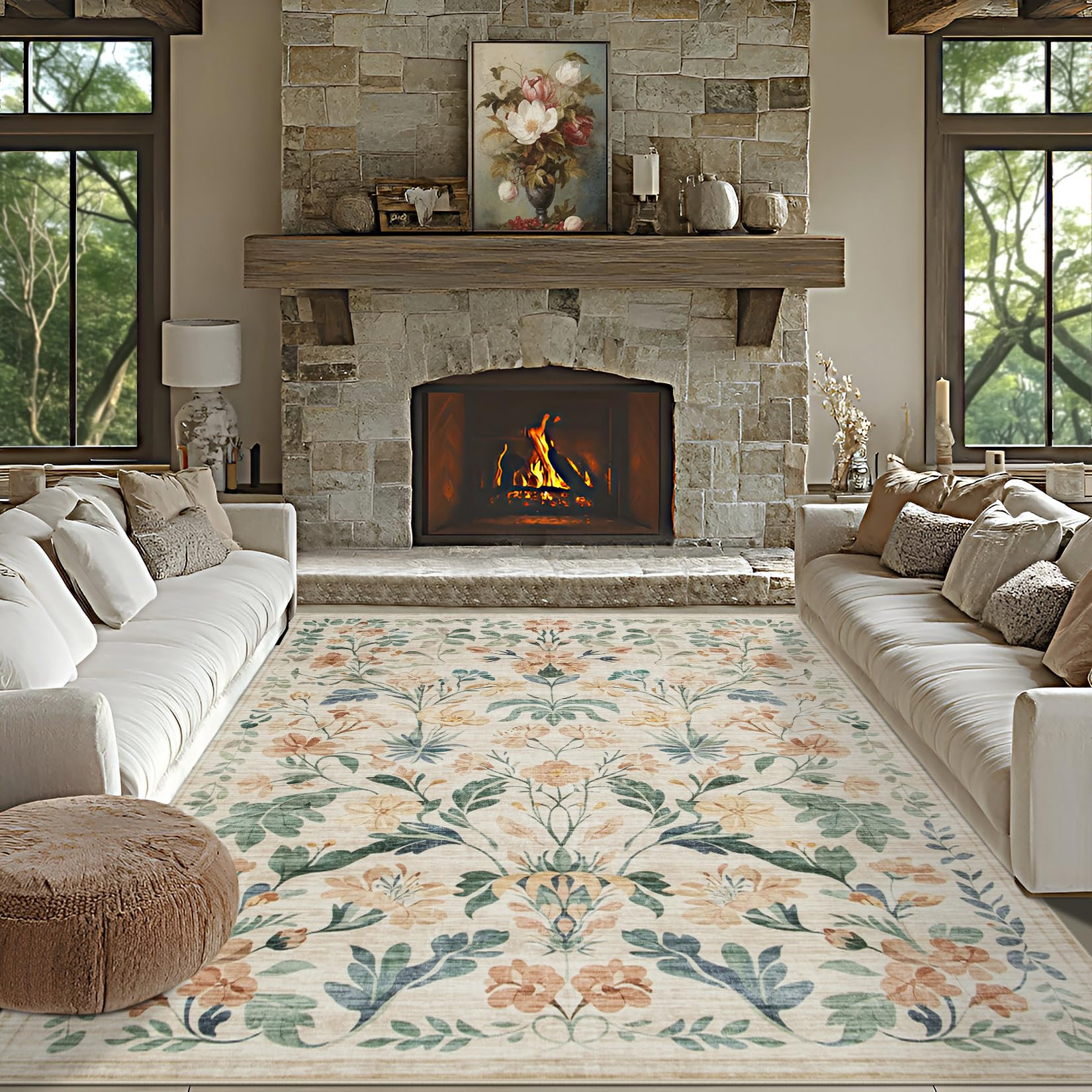 Area Rugs 9x12 Living Room: Lagre Boho Living Room Rug Soft Anti-Skid Thin Carpet Indoor Floor No... | Amazon (US)