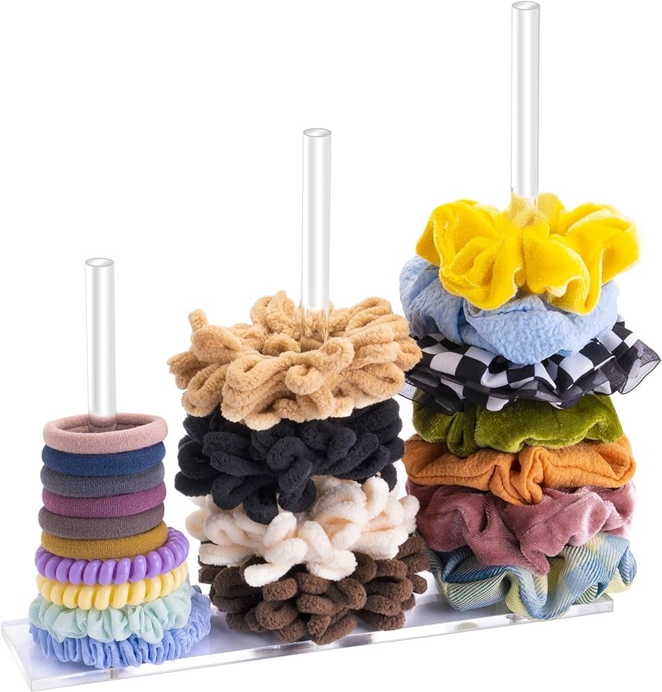 SMUK 3-Tiers Acrylic Scrunchie Holder Stand, Clear Hair Tie Organizer Storage for Women Teen Girl... | Amazon (US)