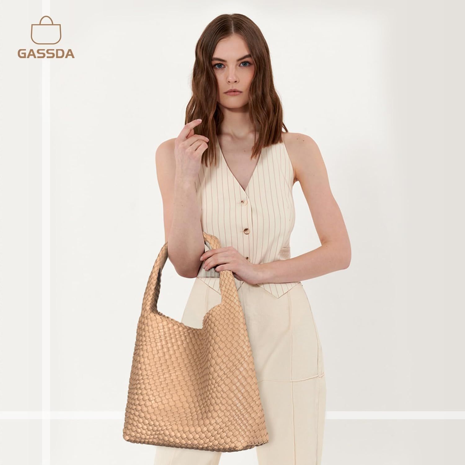 Woven Purses and Handbags, Woven Vegan Leather Bag For Women, Woven Tote Bag Shoulder Bag Top-handle | Amazon (US)