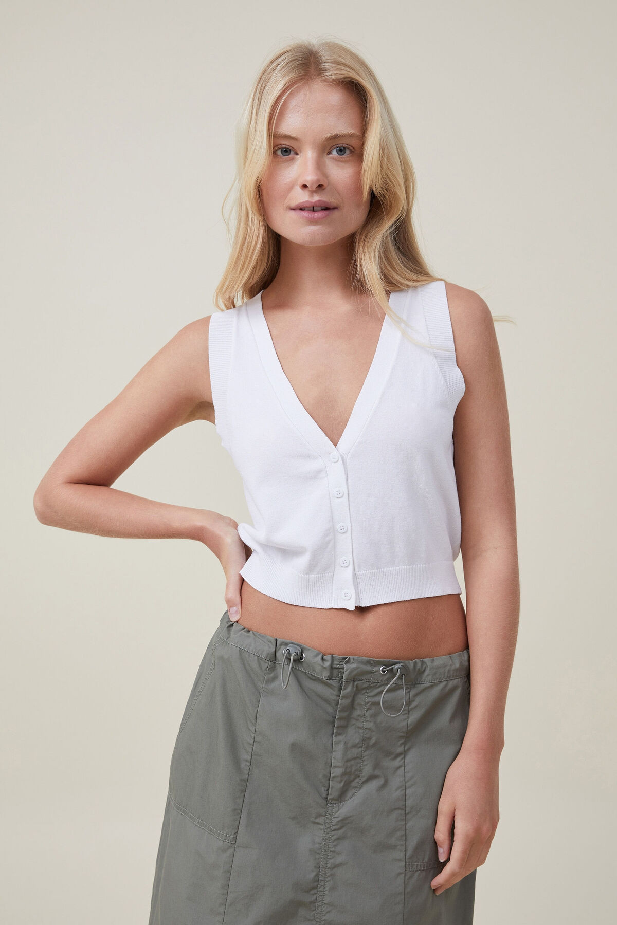 Fine Gauge Knit Button Vest | Cotton On (US)