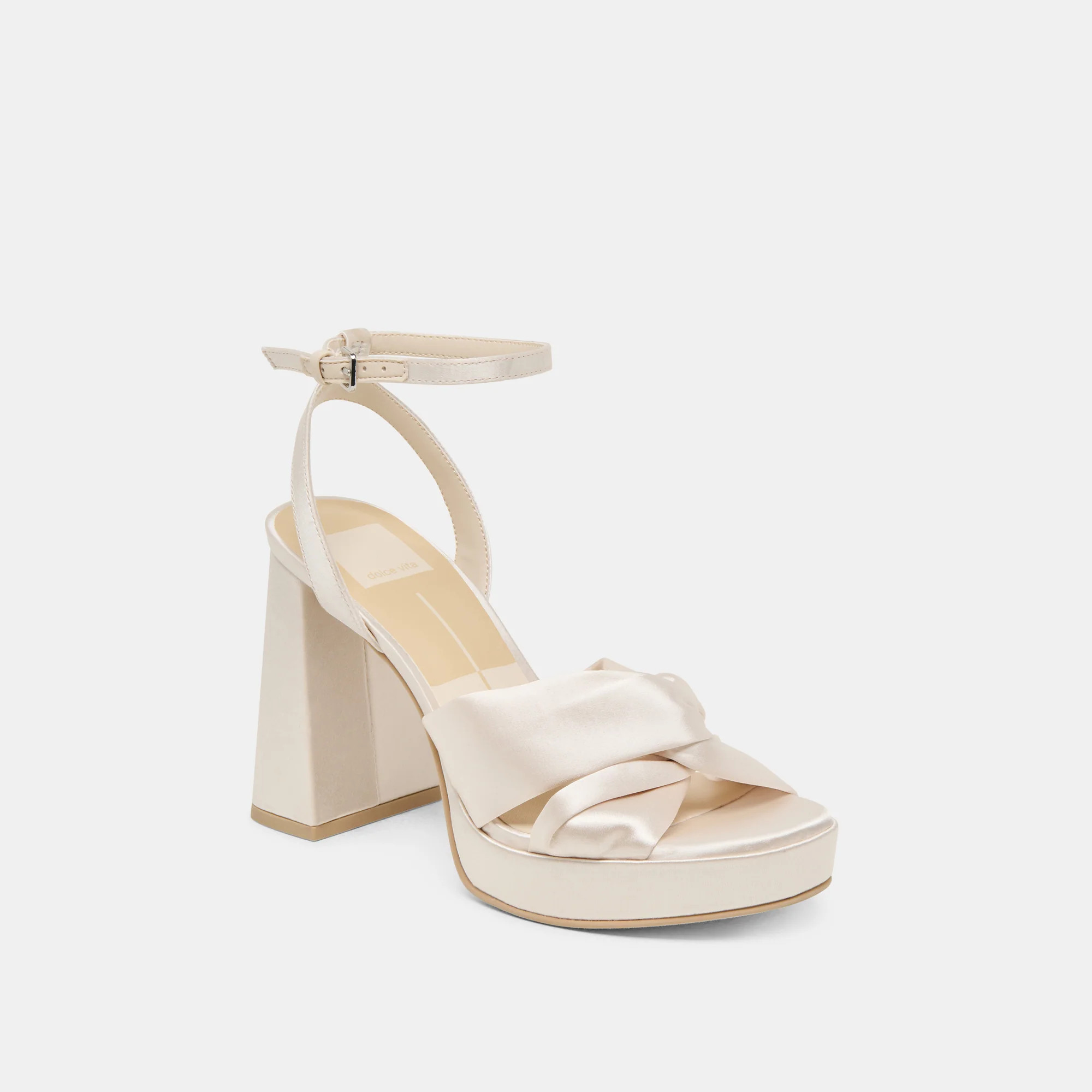 Parlo Heels Ivory Satin | DolceVita.com
