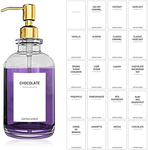 60PCS Modern Coffee Syrup Labels for Coffee Bar Coffee Syrup Dispenser Bottles with 50PCS Prepri... | Amazon (US)