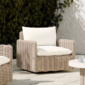 Westport Wicker Outdoor Slim Profile Swivel Chair | West Elm (US)
