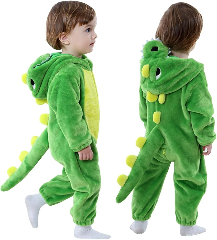 Toddler Infant Dinosaur Costume Flannel Hooded Onesies Soft Animal Romper Outfits Gift | Amazon (US)