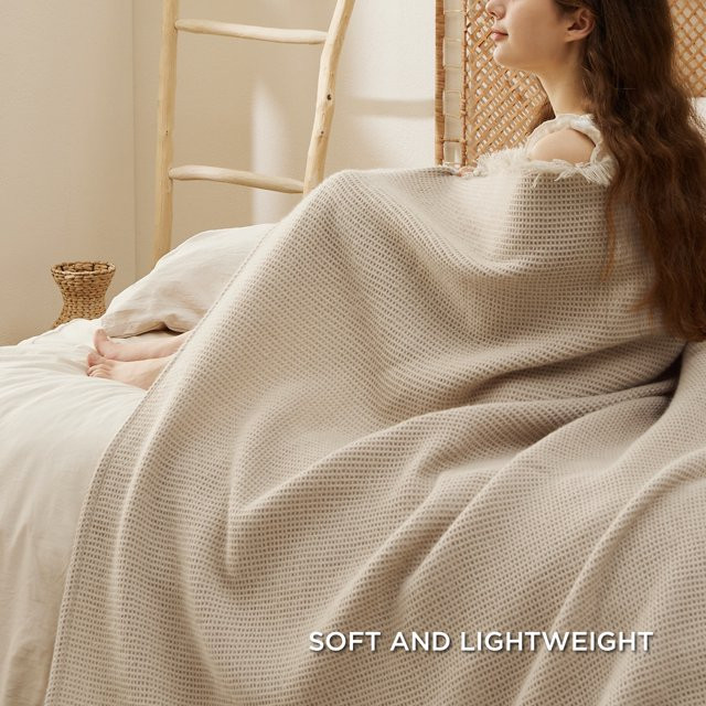 Cozy Comfort Oatmeal Throw Blankets for Couch, Decorative Waffle Woven Throws Blanket with Tassel... | Walmart (US)