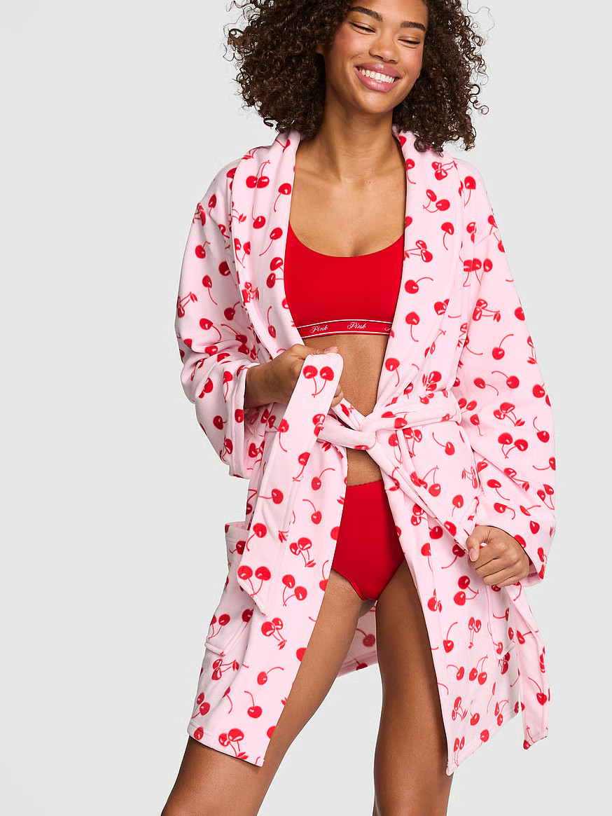 Buy Cozy Plush Robe, Pink Lollipop Cherries - Order Robes online - PINK US | Victoria's Secret (US / CA )