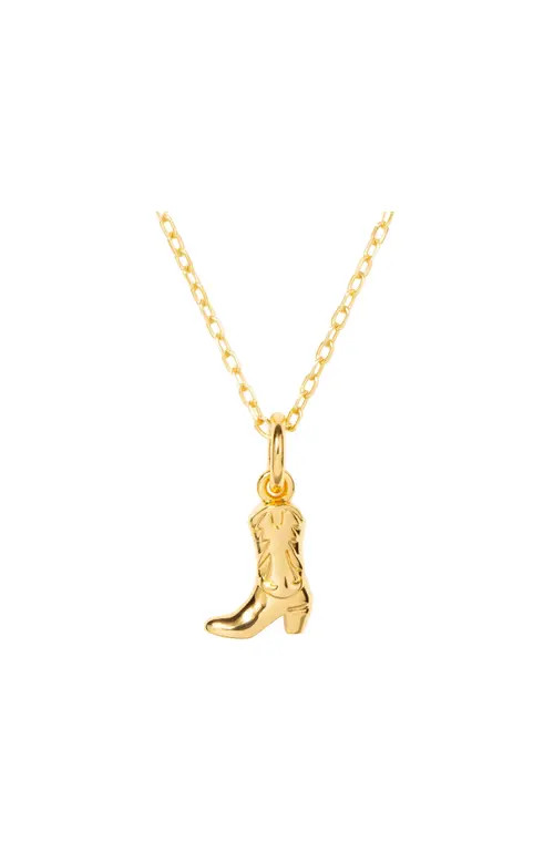 Little Sky Stone Cowgirl Boot Charm Necklace in Gold at Nordstrom | Nordstrom