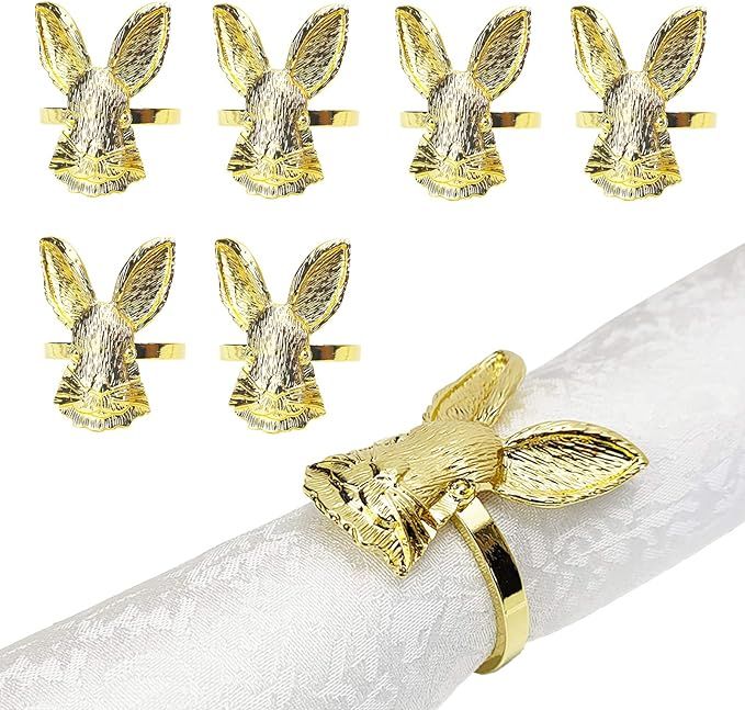White Berry Easter Napkin Rings Set of 6, Rabbit Napkin Holder Ring for Spring, Wedding, Dinner P... | Amazon (CA)