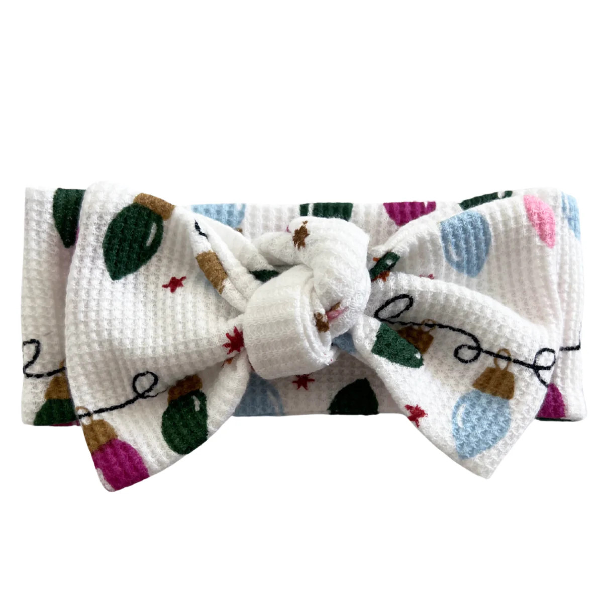 Organic Waffle Knot Bow, Pink Christmas Lights | SpearmintLOVE