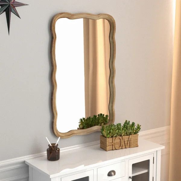 Kristin Rectangle Wood Frame Accent Mirror, Farmhouse French Country Decorative Wall Mirror | Wayfair North America