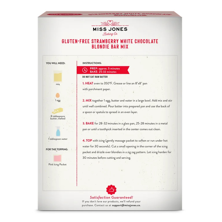 Miss Jones Baking Co. Gluten Free Strawberry White Chocolate Blondie Mix | Walmart (US)
