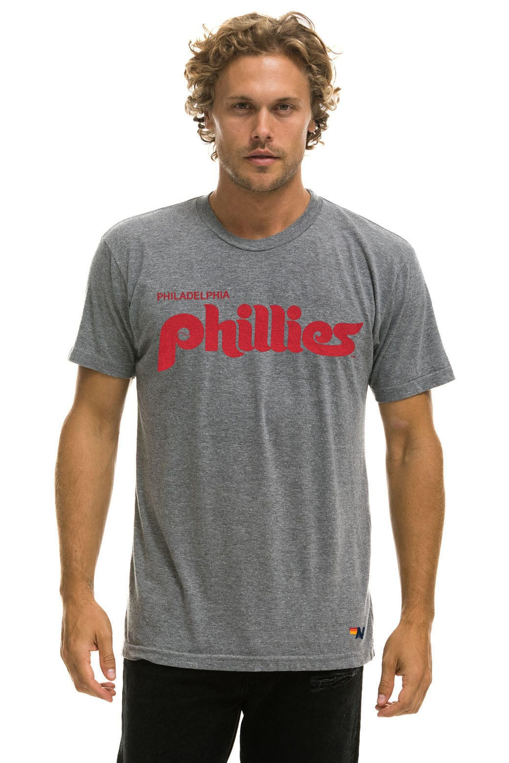 PHILLIES BOLT CREW TEE - HEATHER GREY | Aviator Nation